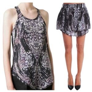 IRO camisole skirt set 100% silk tank top animal print mini Finn Dafne 40/8